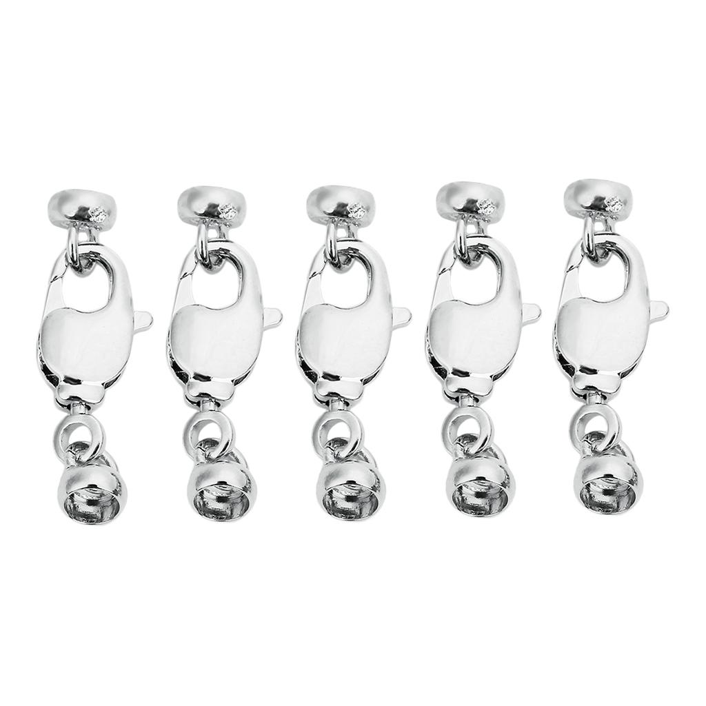 5 Sets Rhodium Leather Cord End Caps Clasp Lobster Clasp Connectors 6.5mm