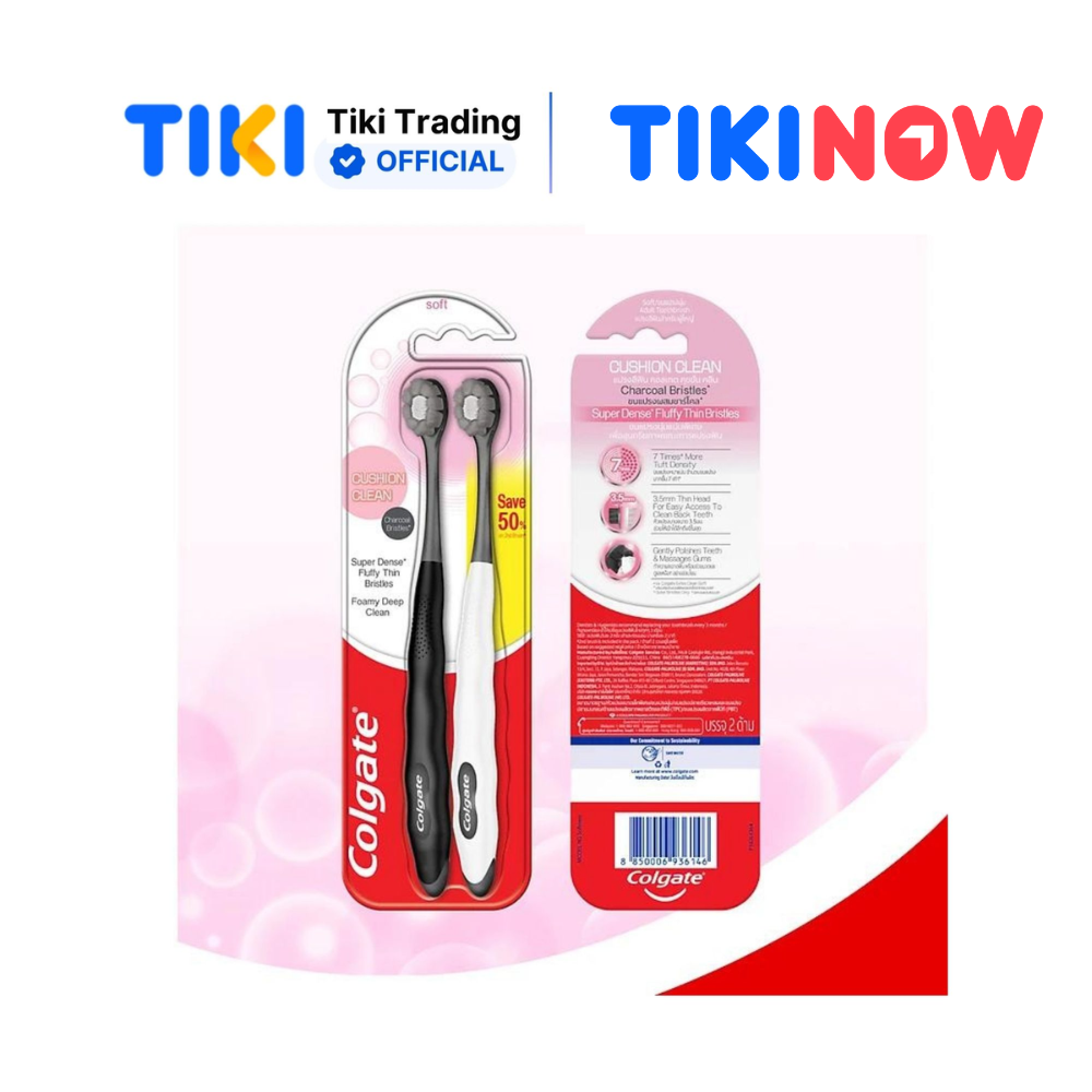 Bộ 2 Bàn chải Cushion Clean Twin Charcoal lông chải kháng khuẩn