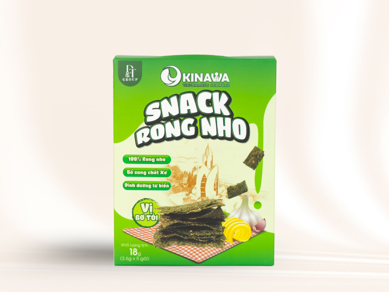 Snack rong nho dinh dưỡng Okinawa - Vị bơ tỏi - Hộp 18gr
