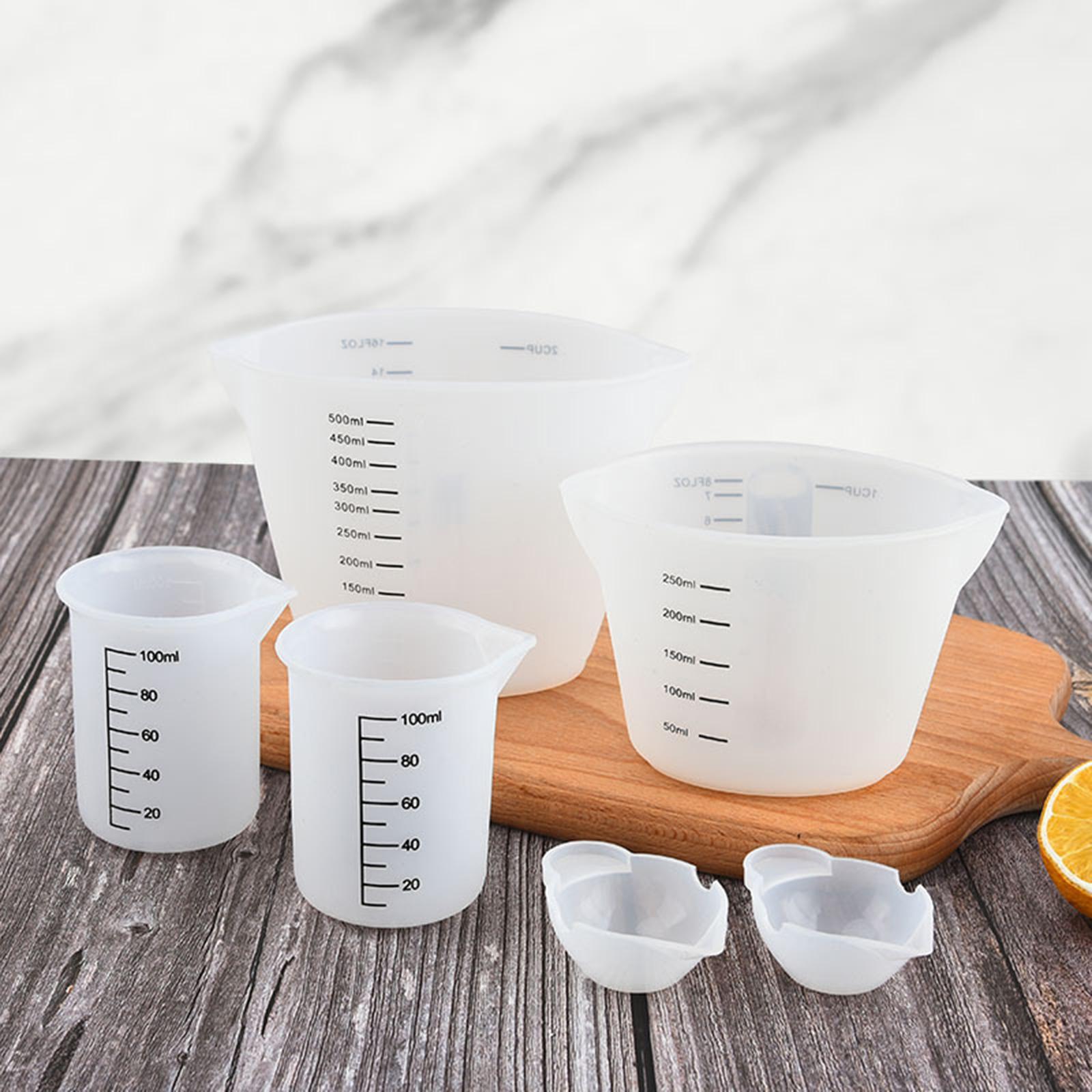 6x Silicone Measuring Cups Set for Epoxy Resin Silicone Mixing Cups for Resin Reusable Precise Scale for Epoxy Resin, Casting Molds, Jewelry Making