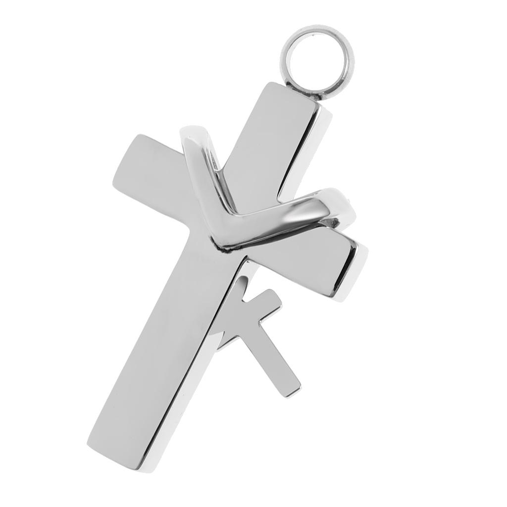 Cross Crystal Stainless Steel Urn Cremation Family Keepsake Pendant
