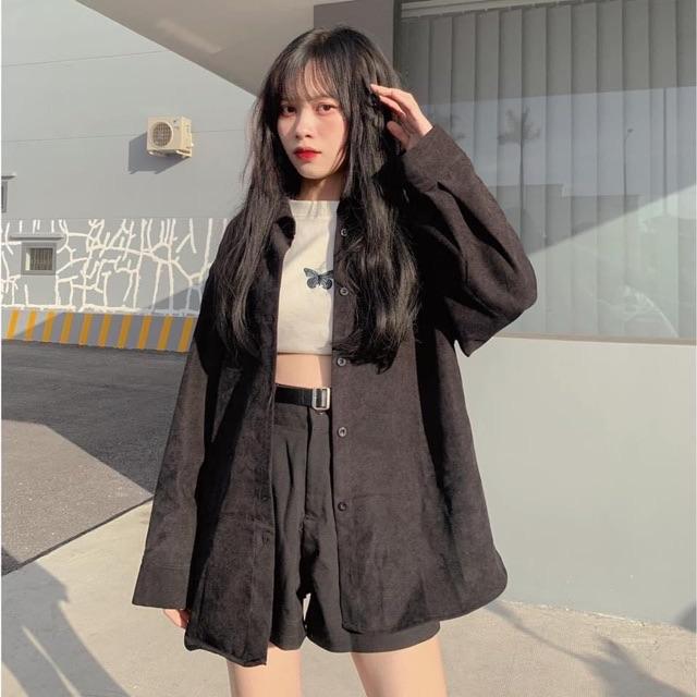 Áo sơ mi form rộng oversize tay dài vải kate nhiều màu sắc phù hợp <=75kg CRA007