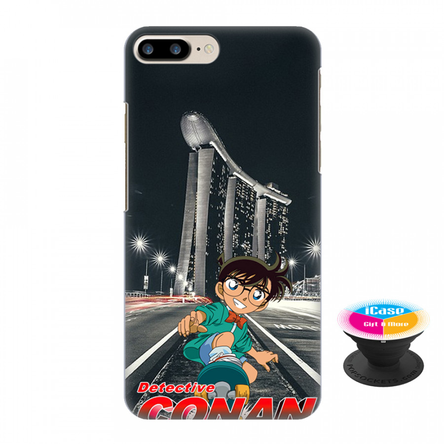 Ốp lưng nhựa dẻo dành cho iPhone 8 Plus in hình Conan - Tặng Popsocket in logo iCase - Hàng Chính Hãng