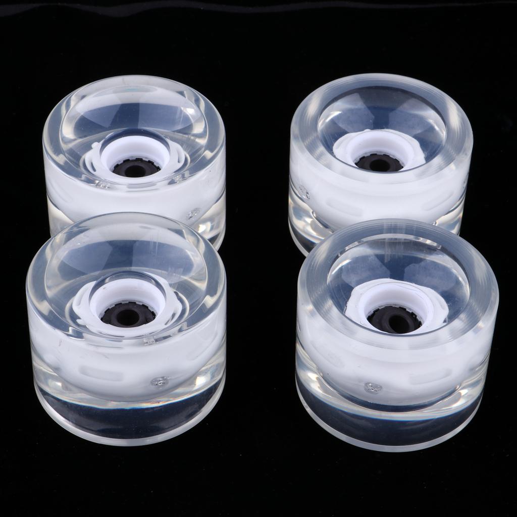 4pcs Longboard Light Up Wheels Skateboard Cruiser Repair Rebuilding White