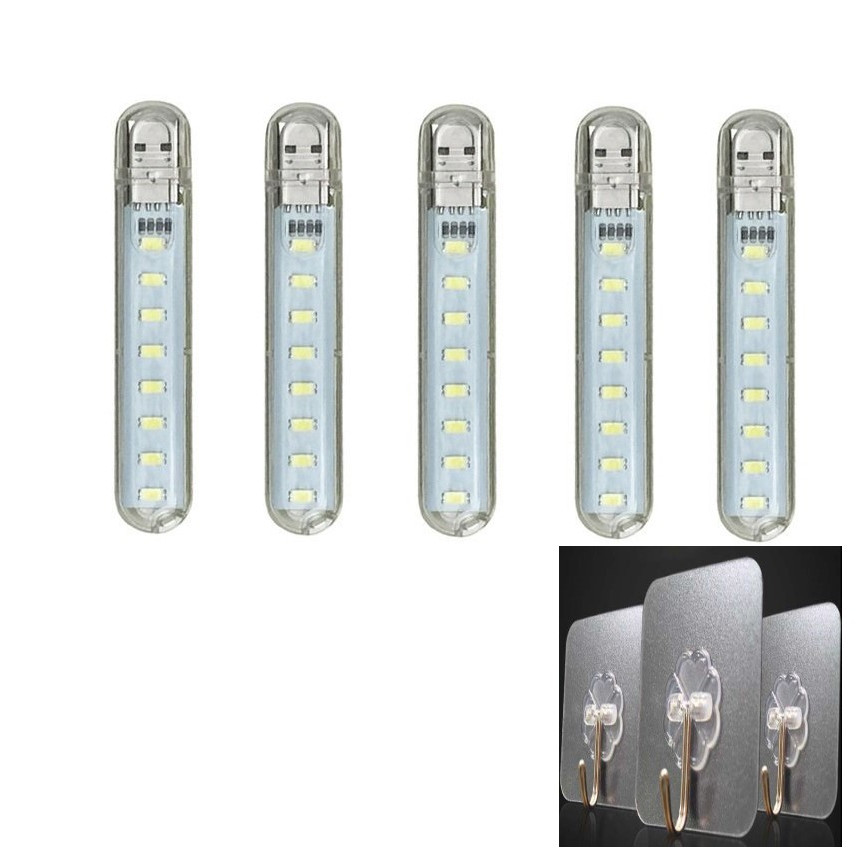 Bộ 5 Đèn Led 8 Bóng Siêu Sáng PKS Cắm Cổng USB