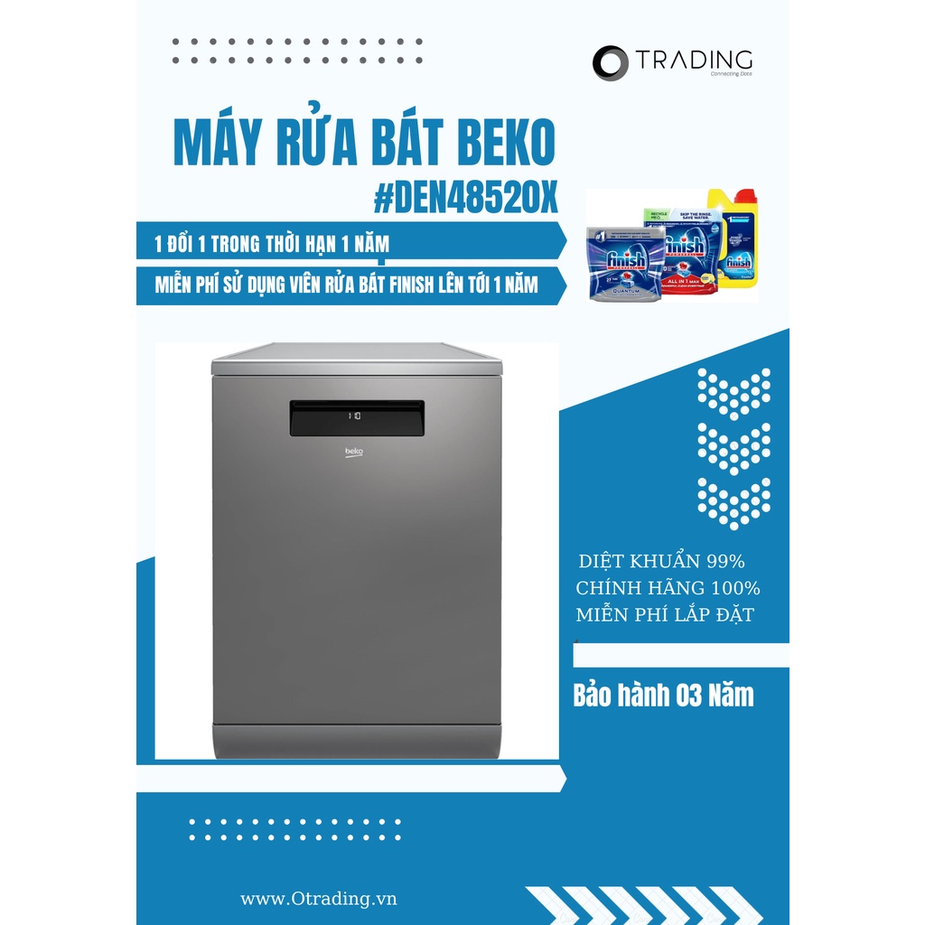 Máy Rửa Chén Beko DEN48520X , 15 bộ - Hàng chính hãng