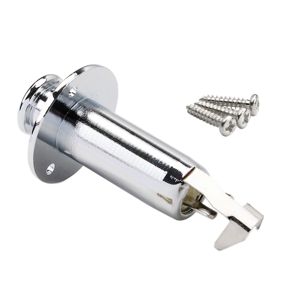 1x Chrome Electric Folk Guitar Stereo Flush Cylinder Output
