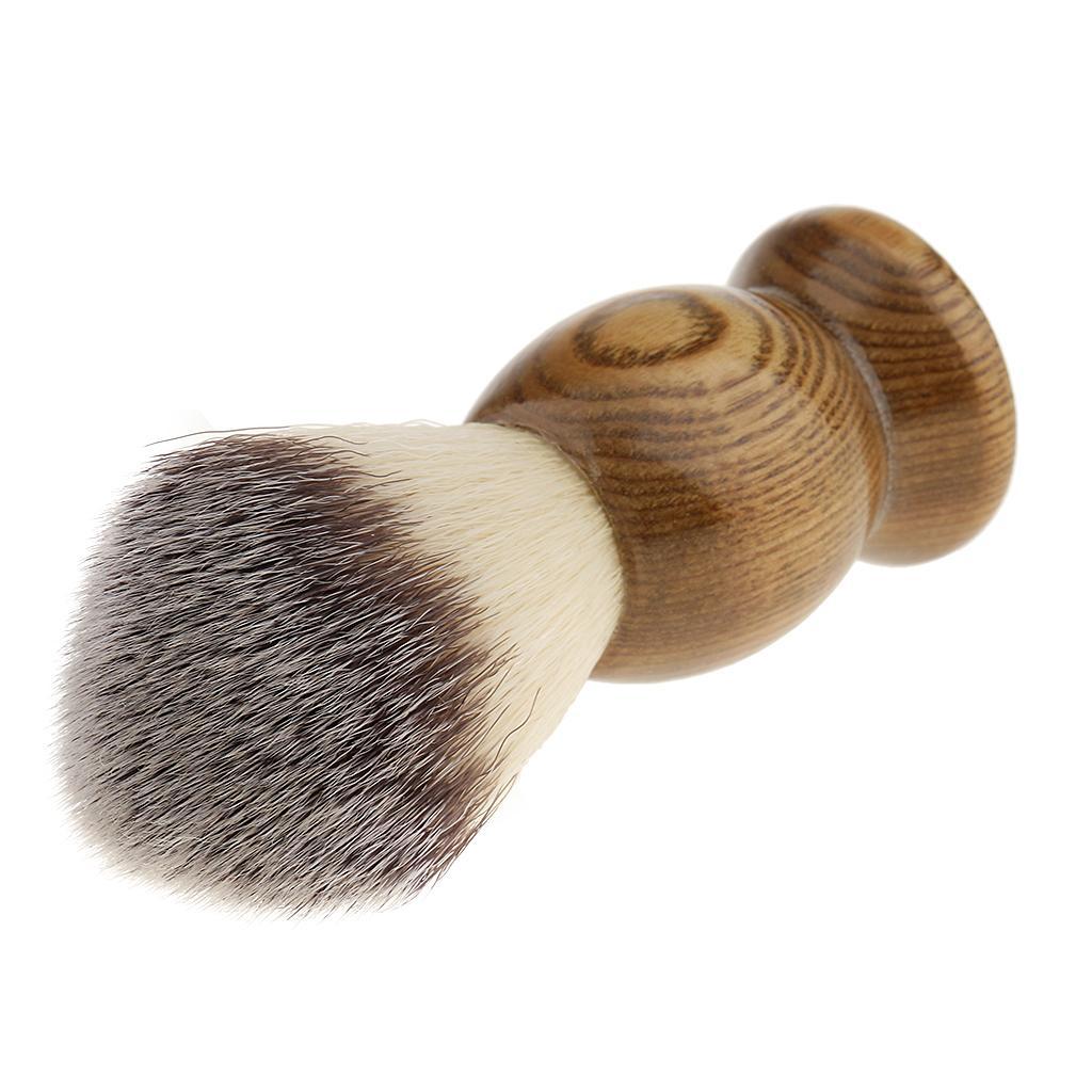 3pcs Men's Wood Shaving Brush Metal Bowl Cup Mug Stand Holder Set Kit