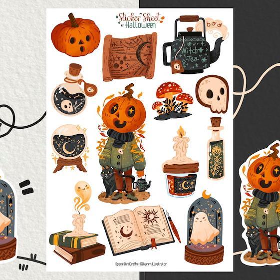 Sticker sheet hallowen- chuyên dán, trang trí sổ nhật kí, sổ tay | Bullet journal sticker - unim054