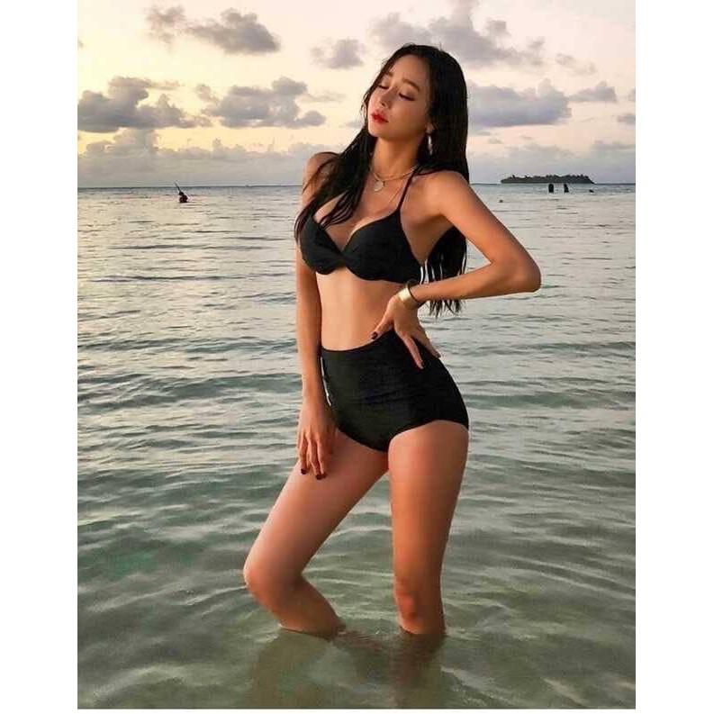 Bikini đồ bơi có gọng đệm dày nâng ngực, quần cạp cao che b ụng Đen, Xanh, Đỏ bikiniMe R43