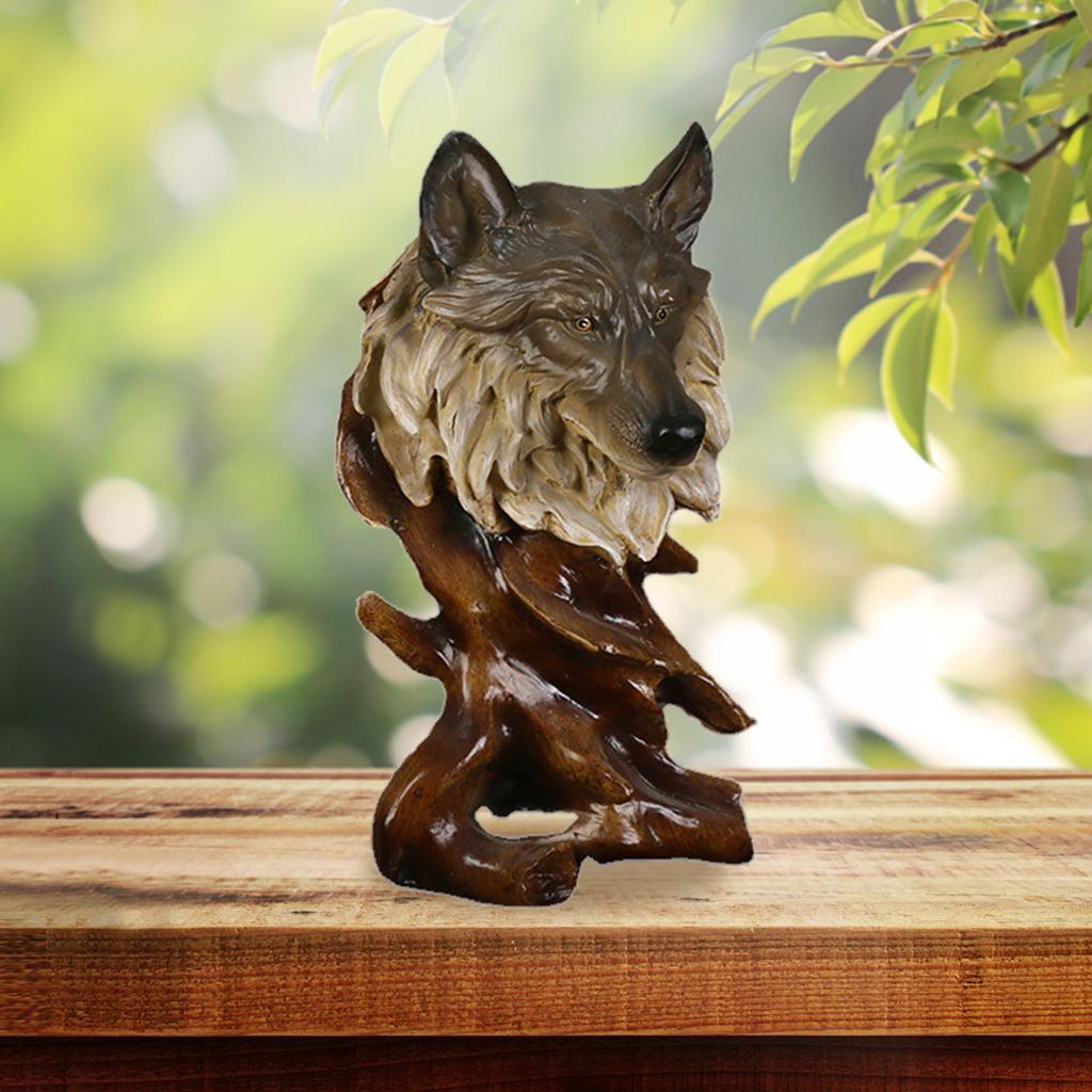 2x Animal Head Statue Decoration Desktop Figurine Retro Sculpture Gift