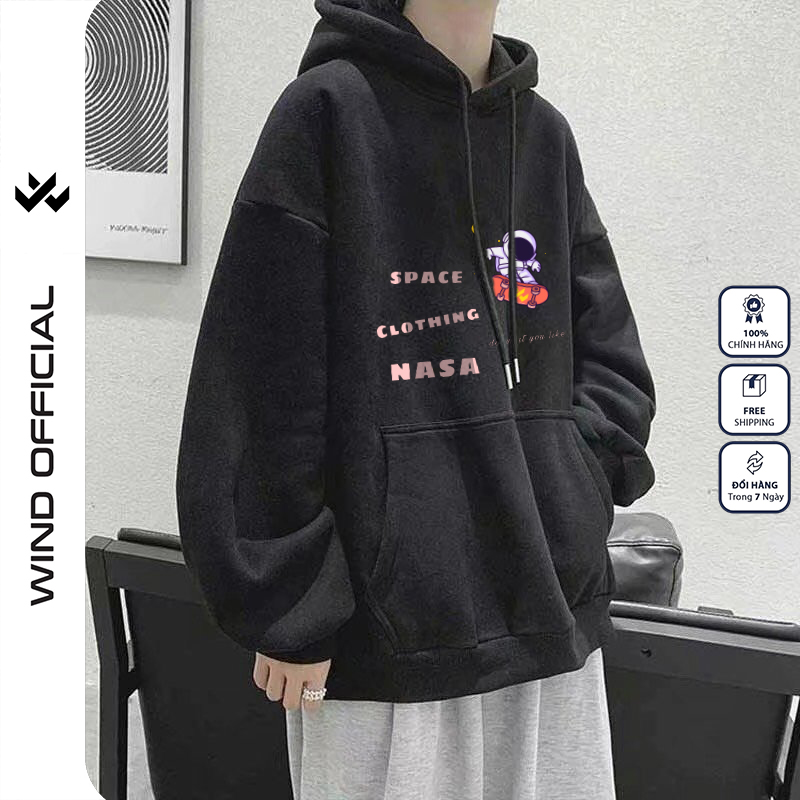Áo hoodie unisex WIND form rộng nỉ nam nữ NASA HD23 thời trang thu đông oversize