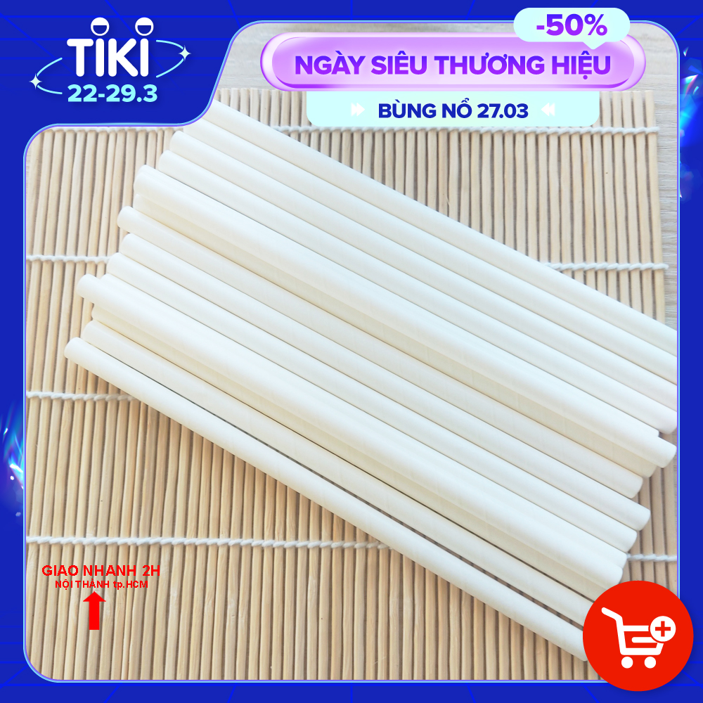 Ống Hút Giấy Trắng (COMBO 30 CÁI) Phi 8x196mm KETILO Cao Cấp, Sản Phẩm Dùng 1 Lần, An Toàn, Thân Thiện Với Môi Trường - Hàng Chính Hãng OH003