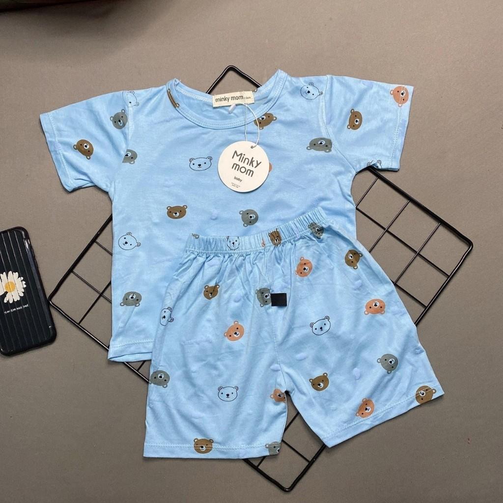 Bộ Cộc Tay Cho Bé Bộ Mimky Mom Cộc Tay Cho Bé Trai Bé Gái Với Họa Tiết Gấu Siêu Đáng Yêu Chất Thun Lạnh Siêu Mát
