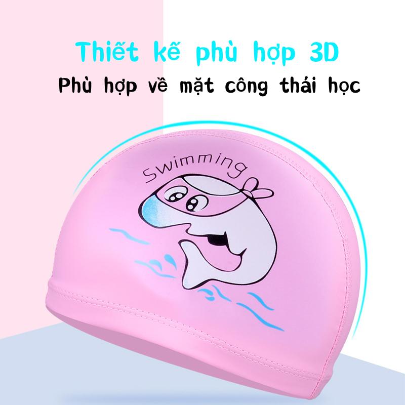 Mũ bơi cho bé phù hợp trẻ em trên 3 tuổi hình ngộ nghĩnh chất liệu an toàn,nón bơi trẻ em cảm giác mềm mại khi đội