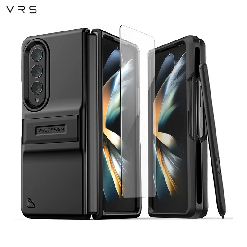 Ốp Lưng dành cho Samsung Galaxy Z Fold 4 5G VRS Design Quick Stand Modern Pro - Đen - Hàng Chính Hãng