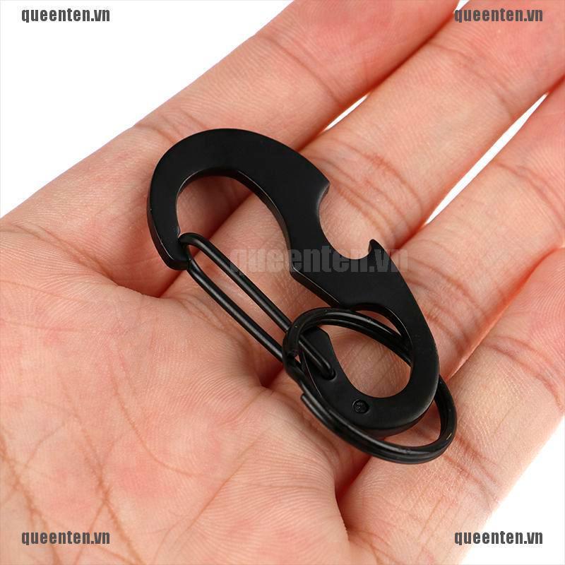 1pc Bottle Opener Keychain Ring D Shape Buckle Clip Outdoor Camping Carabiner QUVN