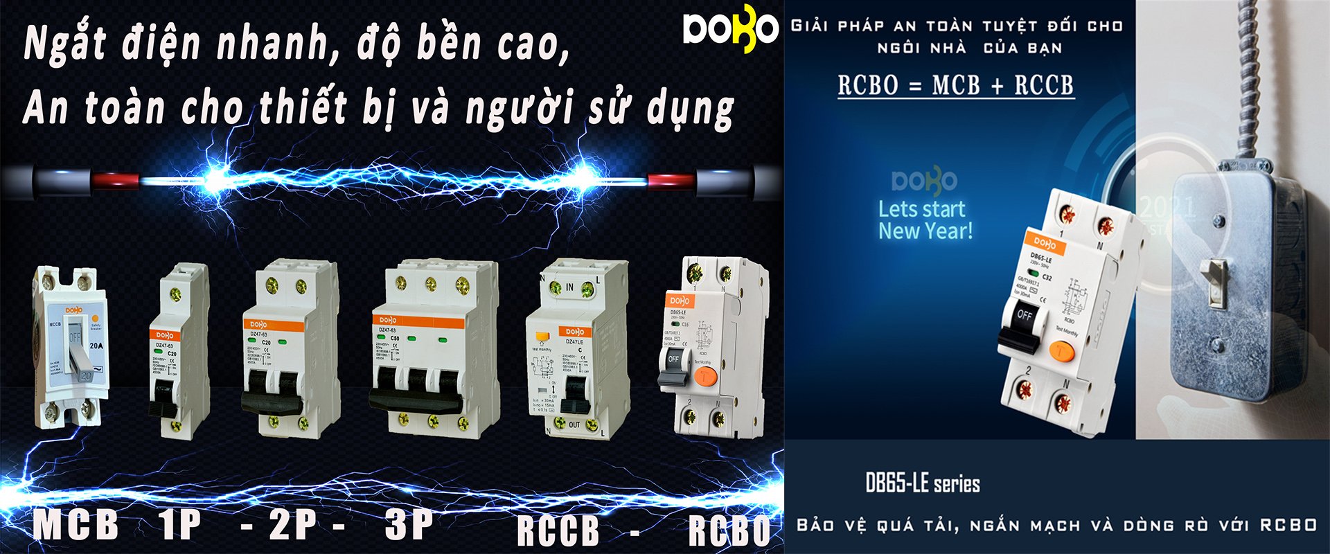 Cầu Dao Chống Giật 2 Pha Dobo Electric Korea (50A - 30mA) - Trắng