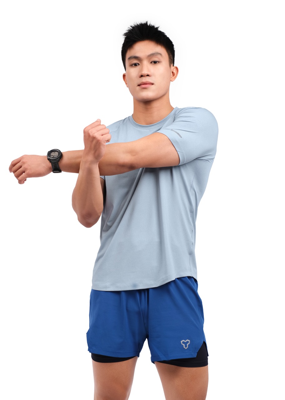 Áo Thun Thể Thao Chạy Bộ Nam MOTIVE Men Training T-Shirt - Màu xanh nhạt