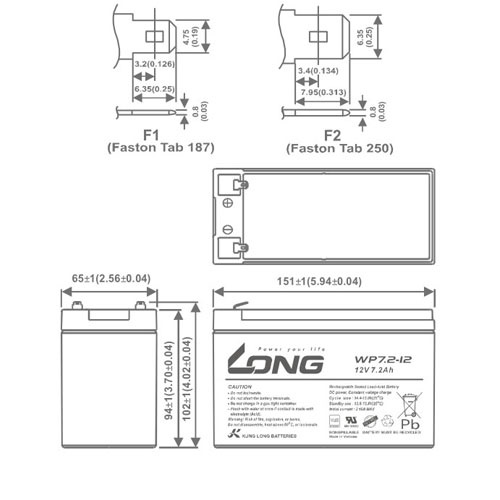 Bình ắc quy LONG 12V 7.2Ah WP7.2-12 - - Hàng Chính Hãng