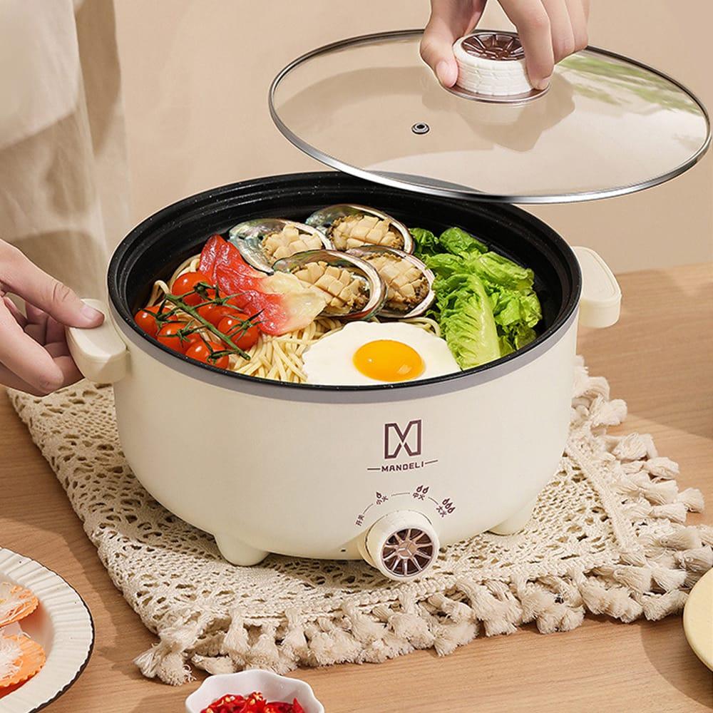 [KoSuyTu] Nồi Lẩu Điện Đa Năng (Hấp, Luộc, Chiên, Xào, Nướng ...) - Vân Đá Chống Dính, Kèm Xửng Hấp - 1000W, 28CM, 4L