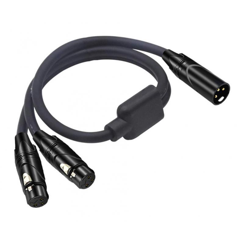 XLR Male to Dual Female XLR Y Cord Balanced Microphone Adaptor Patch Cable