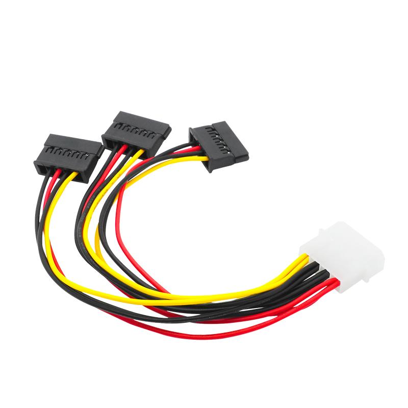 SATA Adapter Cable IDE 4Pin Male To 3 Port SATA Female Splitter Hard Drive Power Supply Cable SATA Cable 22cm