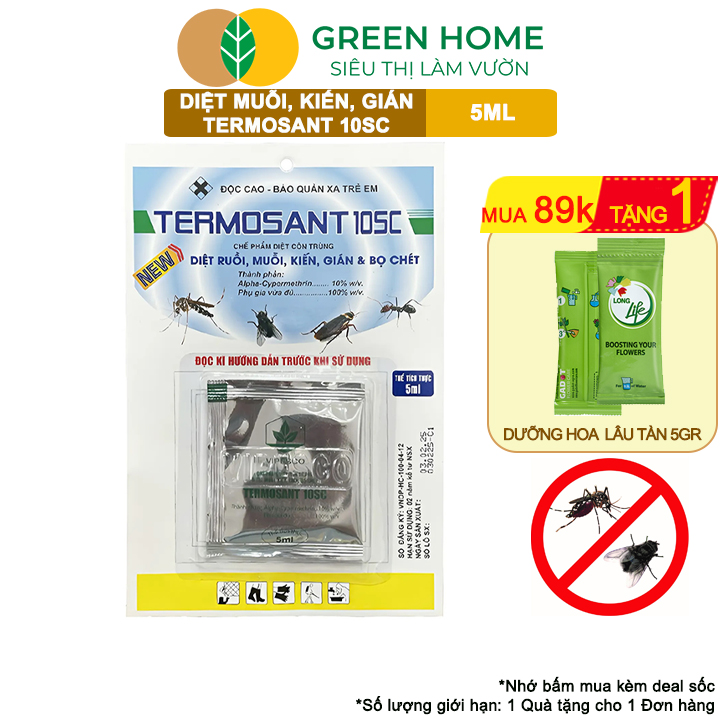 Thuốc Diệt Muỗi GreenHome, TERMOSANT 10SC, Gói 5ml, Chính Hãng, Hiệu Quả Nhanh, An Toàn Khi Sử Dụng