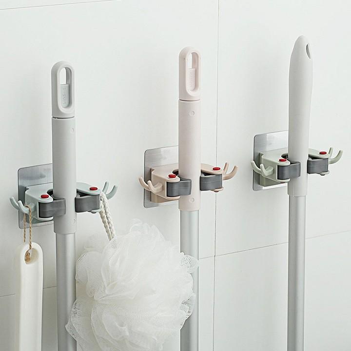 Móc kẹp treo cây lau nhà, chổi đa năng dán tường - Treo cây lau nhà, chổi, dụng cụ nhà bếp, nhà tắm