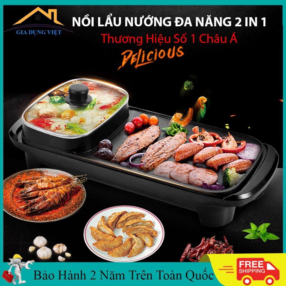 Nồi Lẩu Nướng Dài Đa Năng 2 in 1 - Bếp Nướng Điện Và Lẩu Cao Cấp Công Suất 1300W, Chống Dính Tiện Dụng Có Bảo Hành