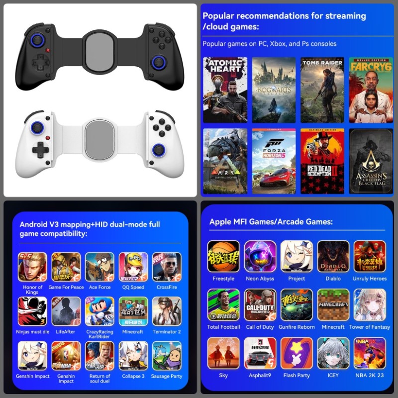 Gamepad Tay Game Không dây Bluetooth D11 đa nền tảng cho máy tính - điện thoại - máy game Console hàng nhập khẩu