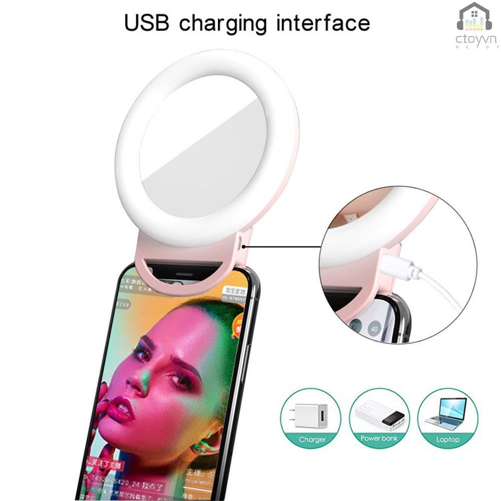 Vòng đèn LED RGB mini tích hợp pin có thể sạc lại kèm gương hỗ trợ chụp ảnh/quay video