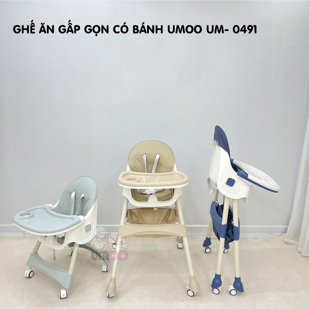 Ghế ăn dặm Um.oo cho bé - Màu ngẫu nhiên - 7 nấc điều chỉnh