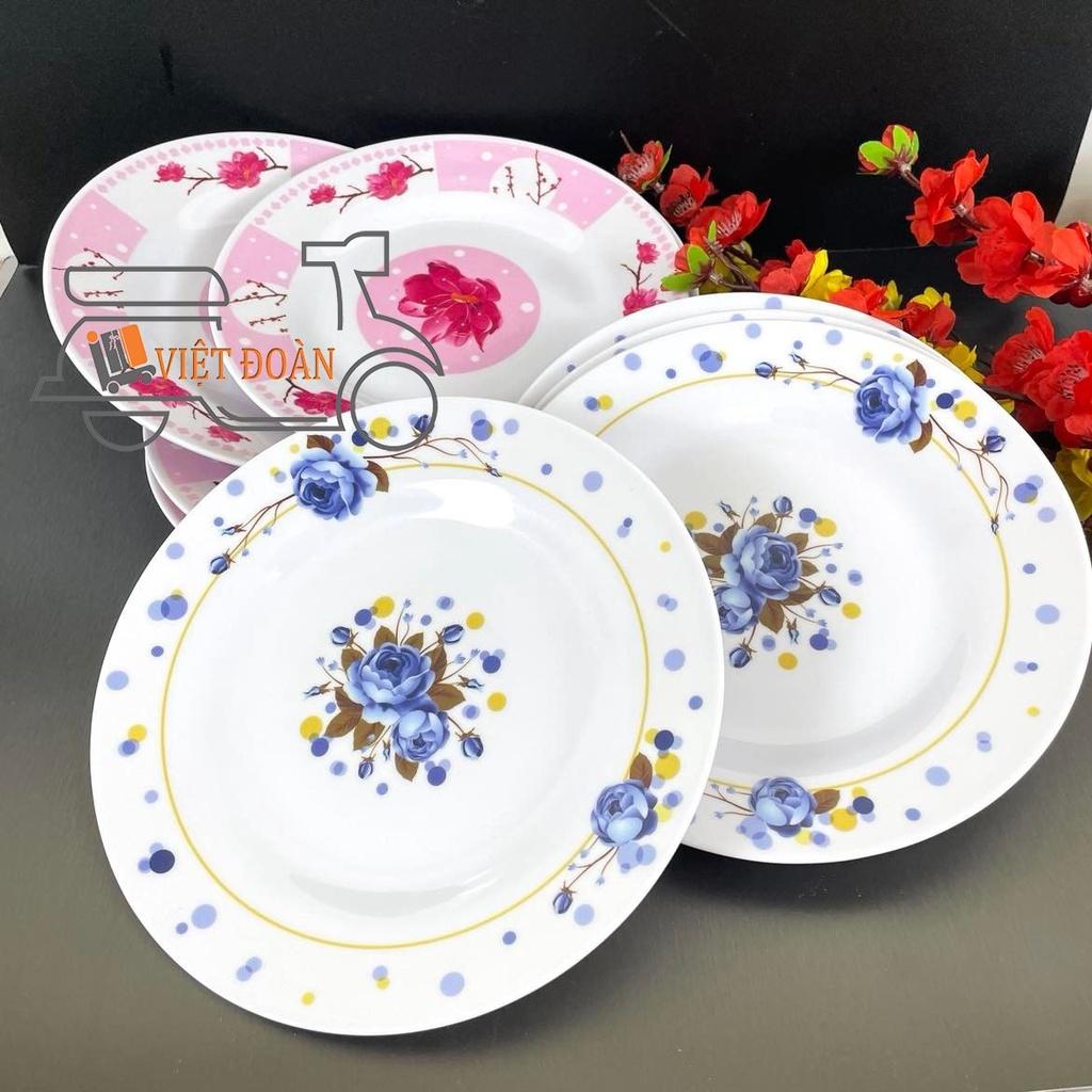 Dĩa MECA CẠN - HÀNG VIỆT NAM CHẤT LƯỢNG CAO, hoa văn sang trọng NHIỀU SIZE , MÀU XANH, HỒNG