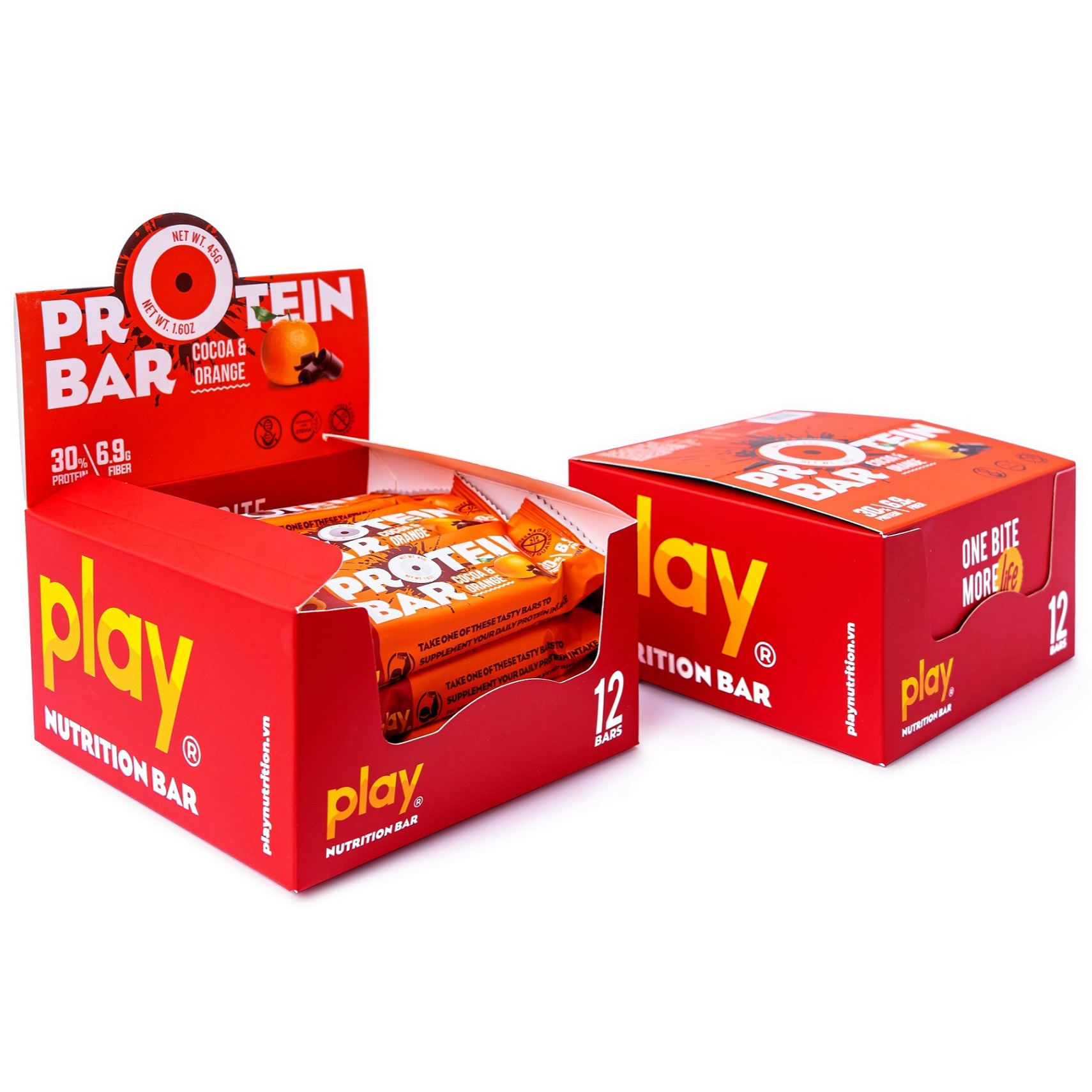 Hộp 12 Thanh Protein PLAY Vị Cam Và Cacao