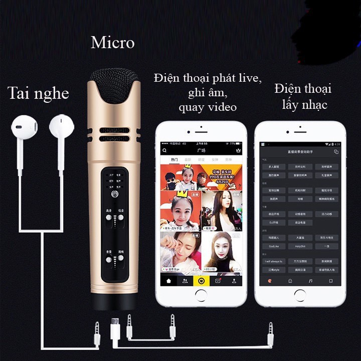 Mic thu âm cao cấp  live stream c16 ( giao màu ngẫu nhiên )