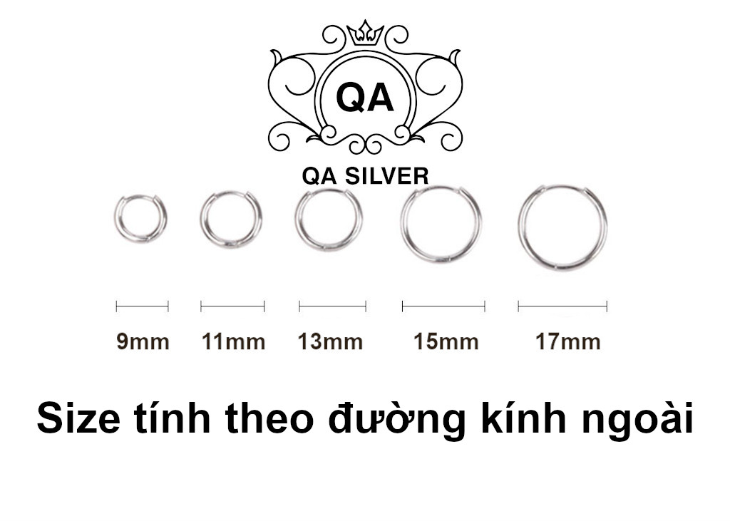 Khuyên tai bạc 925 tròn dày khớp mở bông nam nữ chốt lẫy tối giản S925 HOOP Silver Earrings QA SILVER EA190703