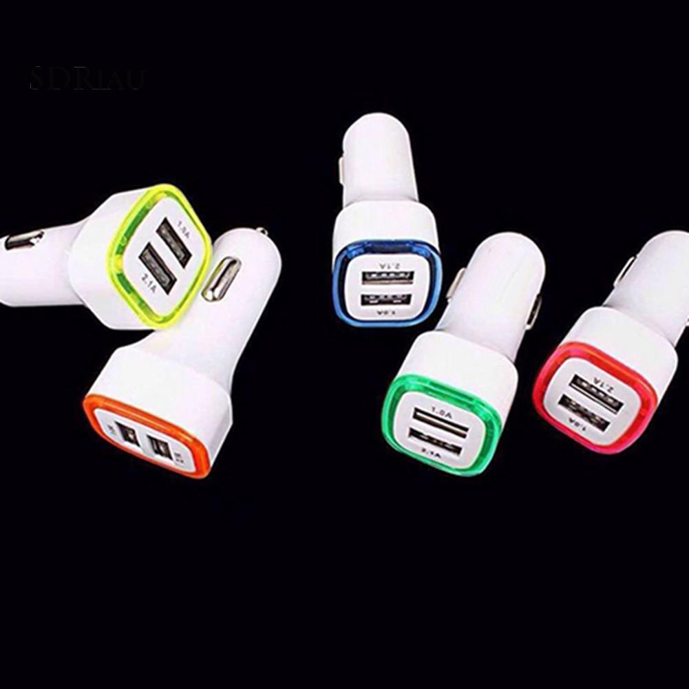 Tẩu sạc xe hơi có cổng USB kép 2.1A tích hợp đèn LED sáng nền cho iPhone iPad Samsung Galaxy