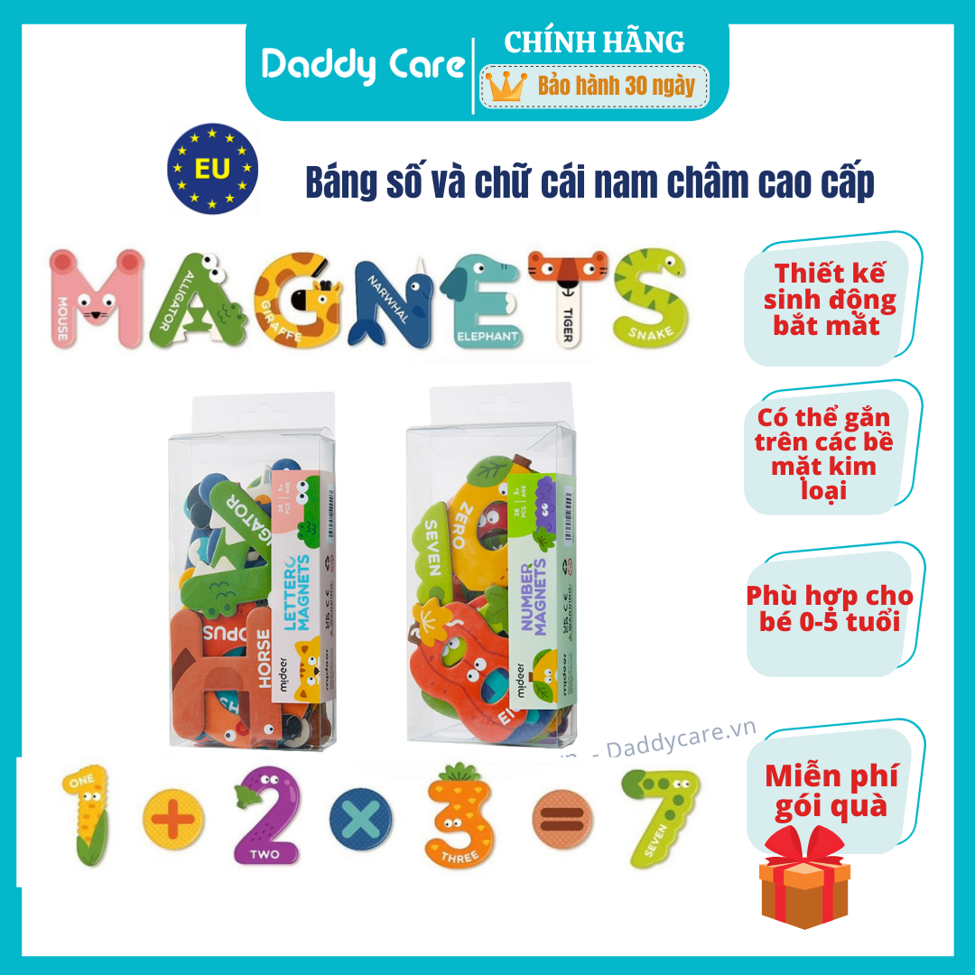 Bảng chữ cái tiếng anh và bảng số nam châm cho bé Mideer Letter Magnets - Number Magnets, Đồ chơi cho bé 3,4,5,6 tuổi