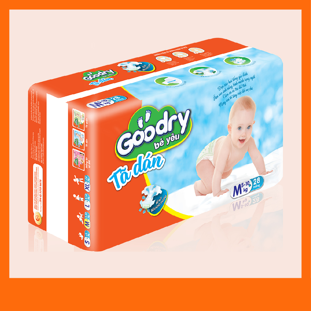 Tã dán Goodry size M28 công nghệ Nhật Bản màng đáy thoáng khí