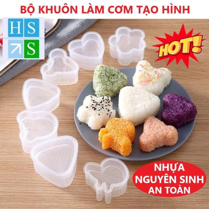 SET 07 Khuôn cơm BENTO ép tạo hình cơm nắm Sushi Origini mẫu đẹp nhựa nguyên sinh an toàn thực phẩm cho bé