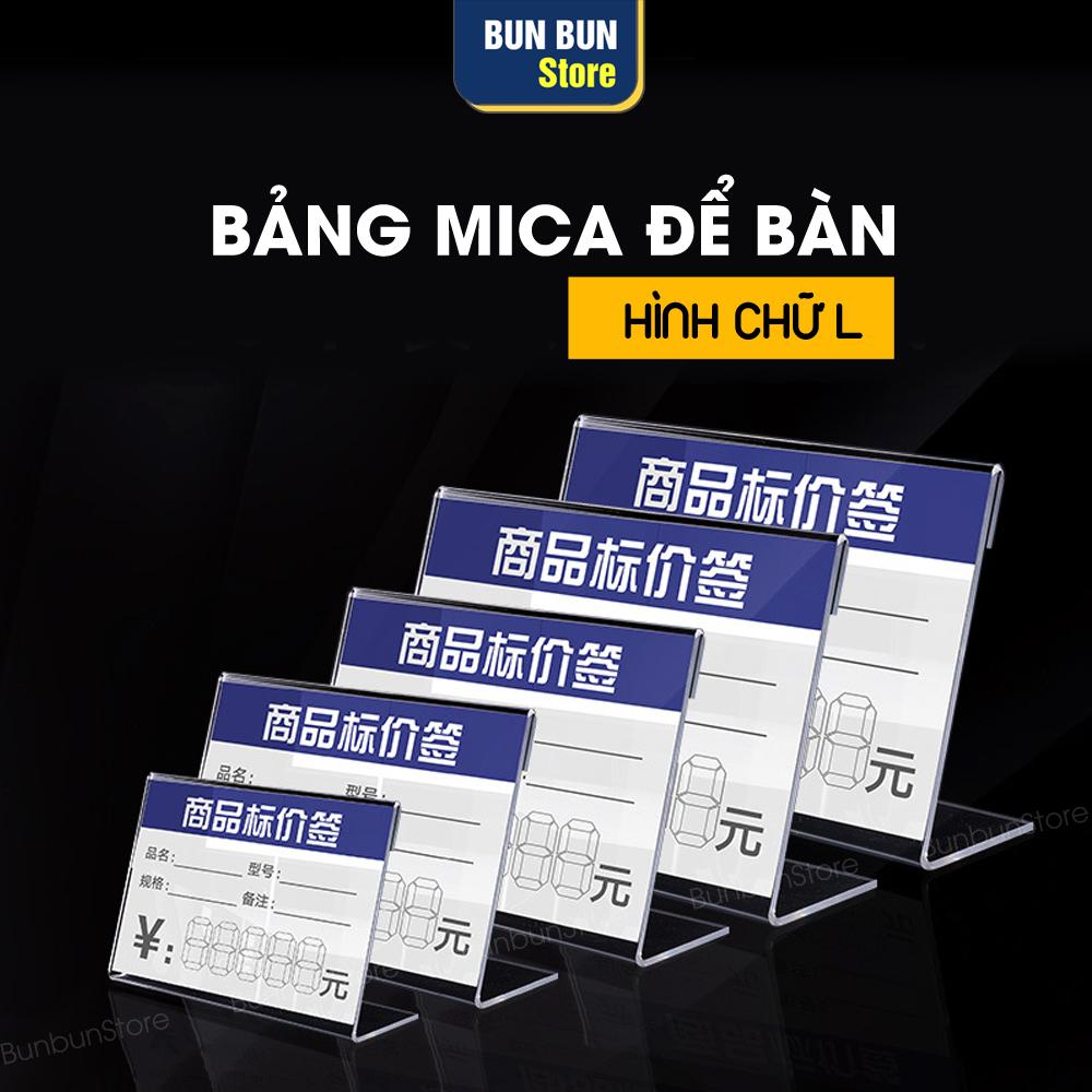 Acrylic Bảng mica để bàn, bảng menu mica hình chữ L ghi bảng giá, khuyến mãi, thông tin sản phẩm cho cửa hàng, Acrylic