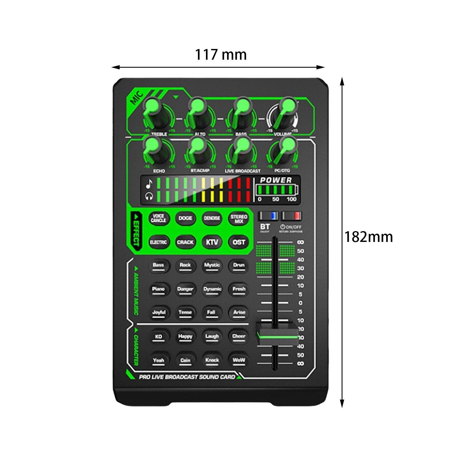 Live Broadcast Sound Card DJ Mixer Condenser for with 8 Control Knobs