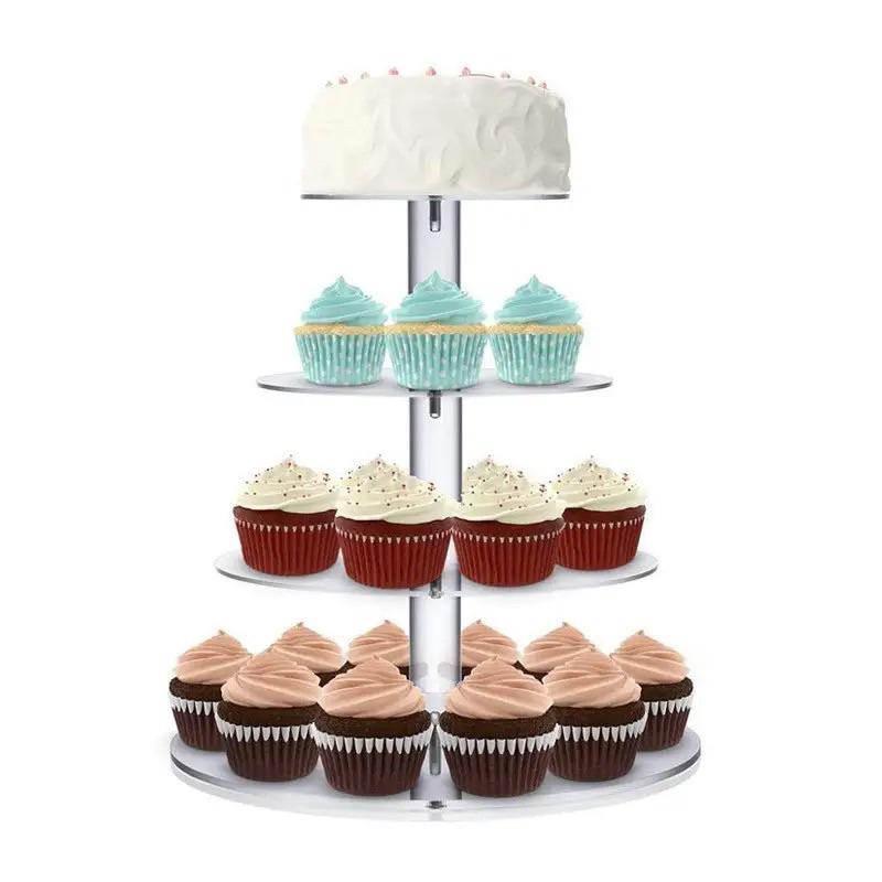 3/4/5 Tầng Acrylic Bánh Cưới, Cốc Bánh, Kệ Trưng Bày Bánh Cupcake, Giá Đỡ Đĩa Sinh Nhật Trang Trí