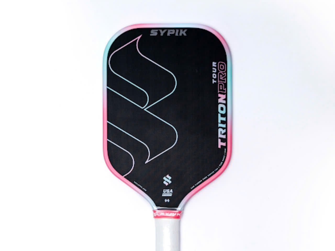 ￼Vợt Pickleball Sypik Triton Pro Sport Thể Thao Thể Dục Tennis Bóng - Màu Xanh Biển và Hồng Phấn - Cacbon, Cán Vợt, Banh