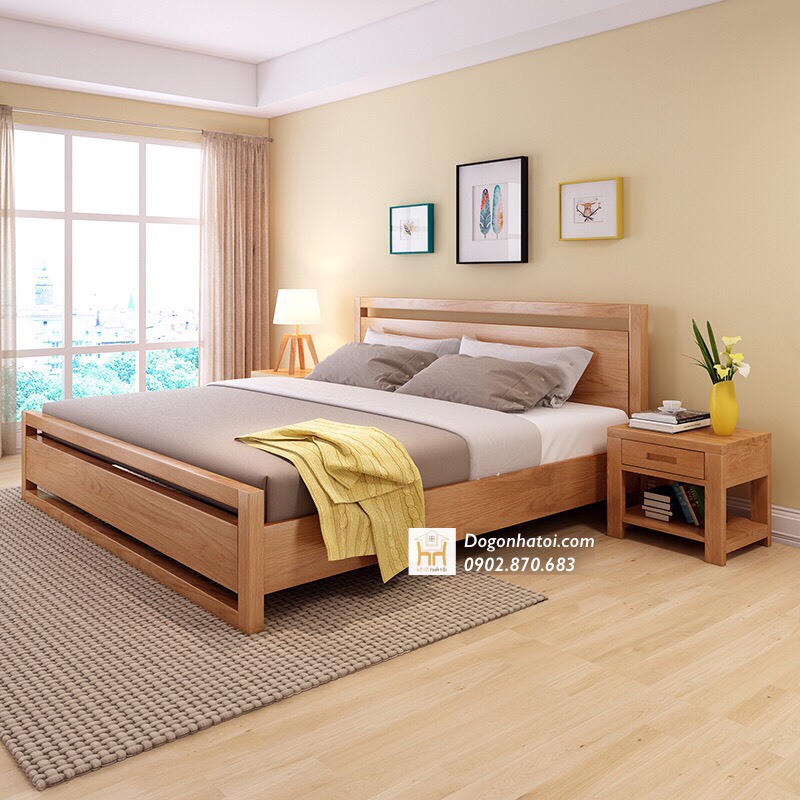 GIƯỜNG NGỦ GỖ TỰ NHIÊN CHẤT LƯỢNG CAO GN-517