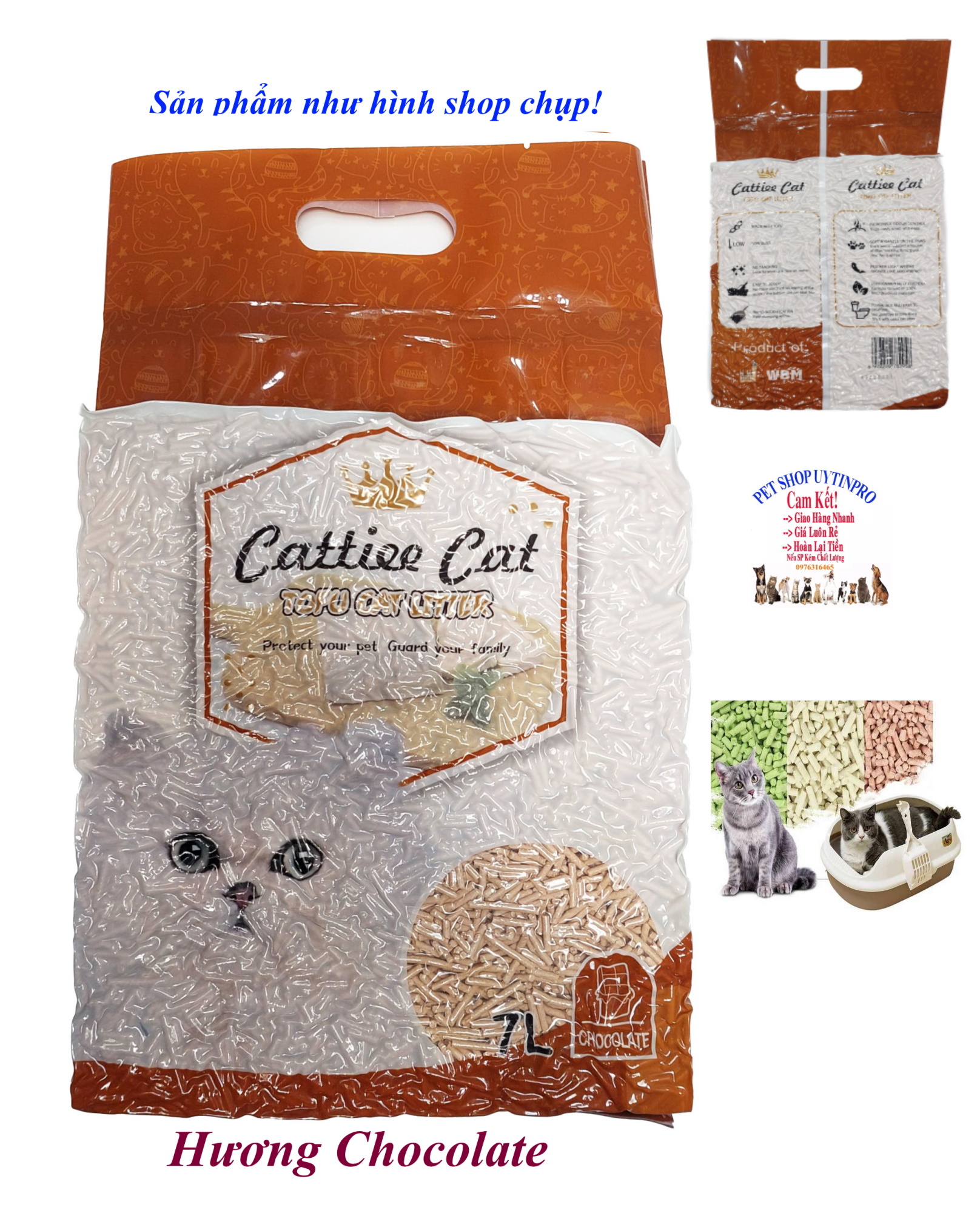 Cát vệ sinh đậu nành cho Mèo Cattiee Cat Tofu cat litter Túi 7L Nguyên liệu đậu nành tự nhiên, Khử mùi, Siêu vón cục