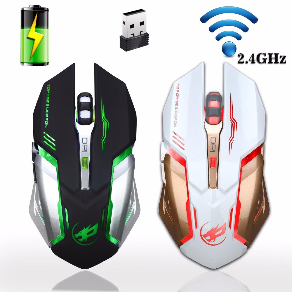 Có thể sạc lại 2.4 GHz Không Dây Chuột Chơi Game Đèn Nền USB Quang Gamer Chuột cho Máy Tính Máy Tính Để Bàn Máy Tính Xách Tay Máy Tính Xách Tay PC