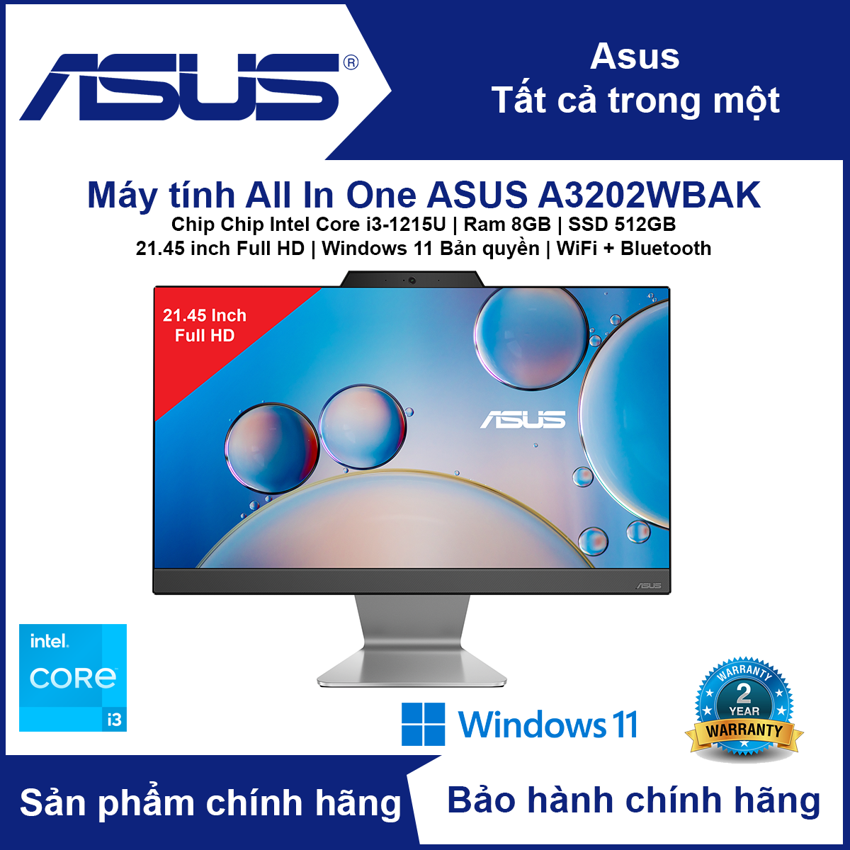 Máy tính All In One PC ASUS A3202WBAK - Hàng Chính Hãng