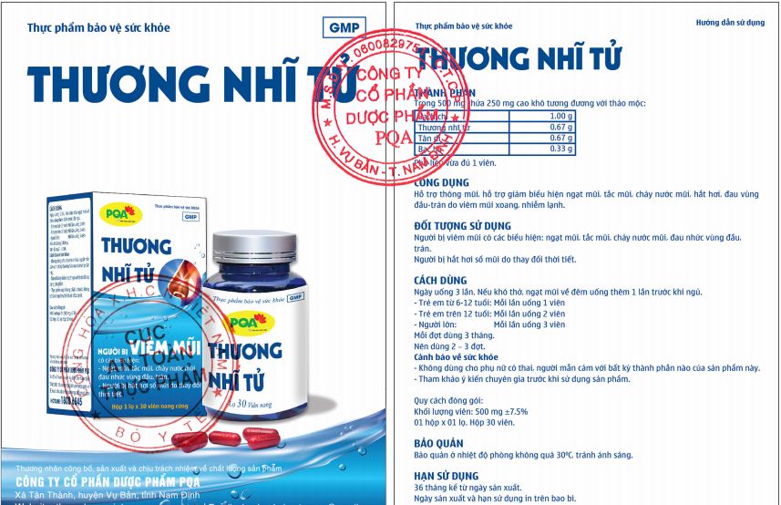 Thương Nhĩ Tử PQA Hỗ Trợ Thông Mũi, Giảm Hắt Hơi Và Đau Nhức Vùng Đầu Trán Hộp 30 Viên